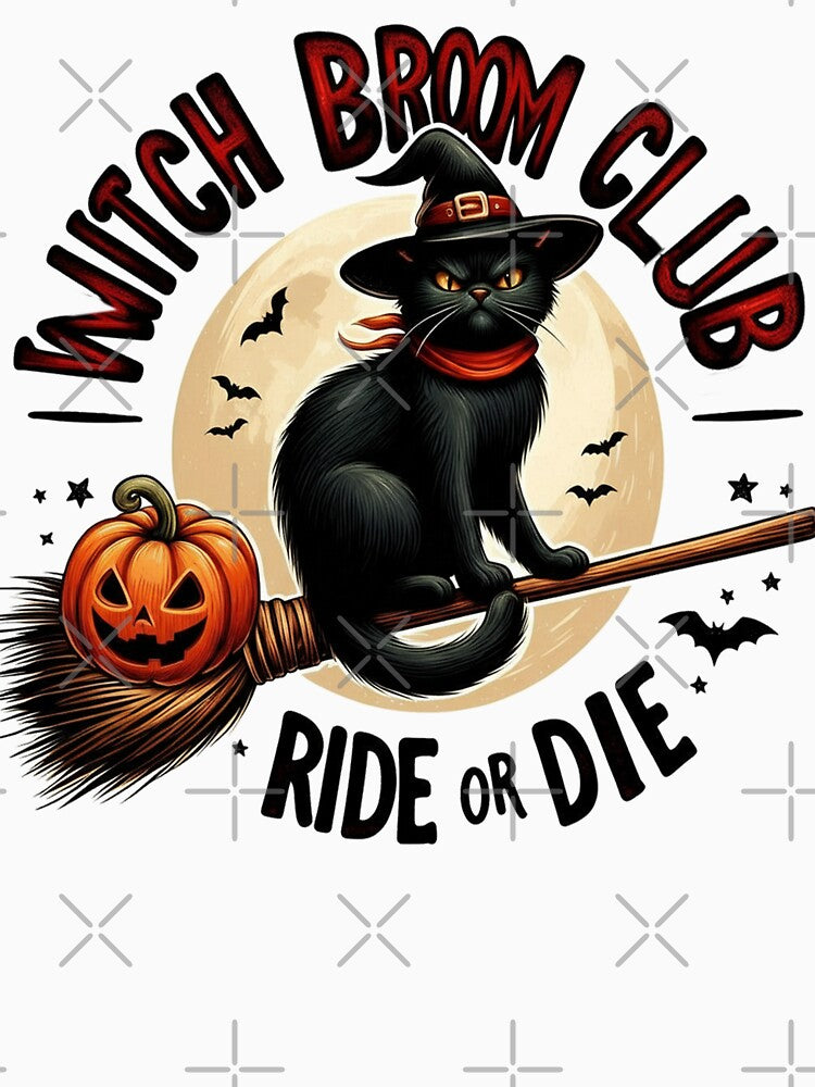Black Cat Halloween, Broomstick Black Cat Halloween by vectcd