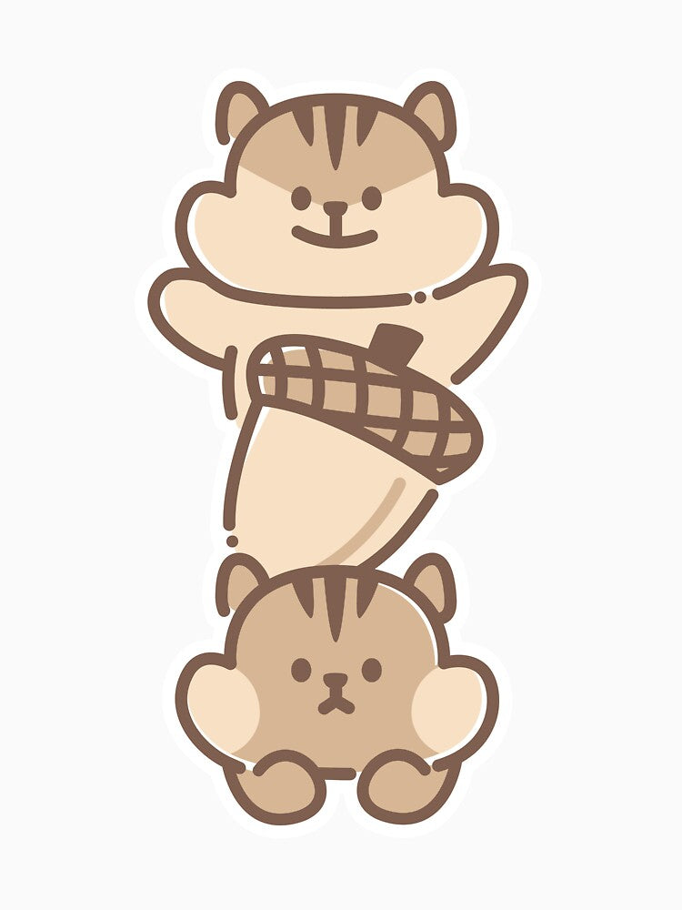stacked chipmunks with acorn by studio grace