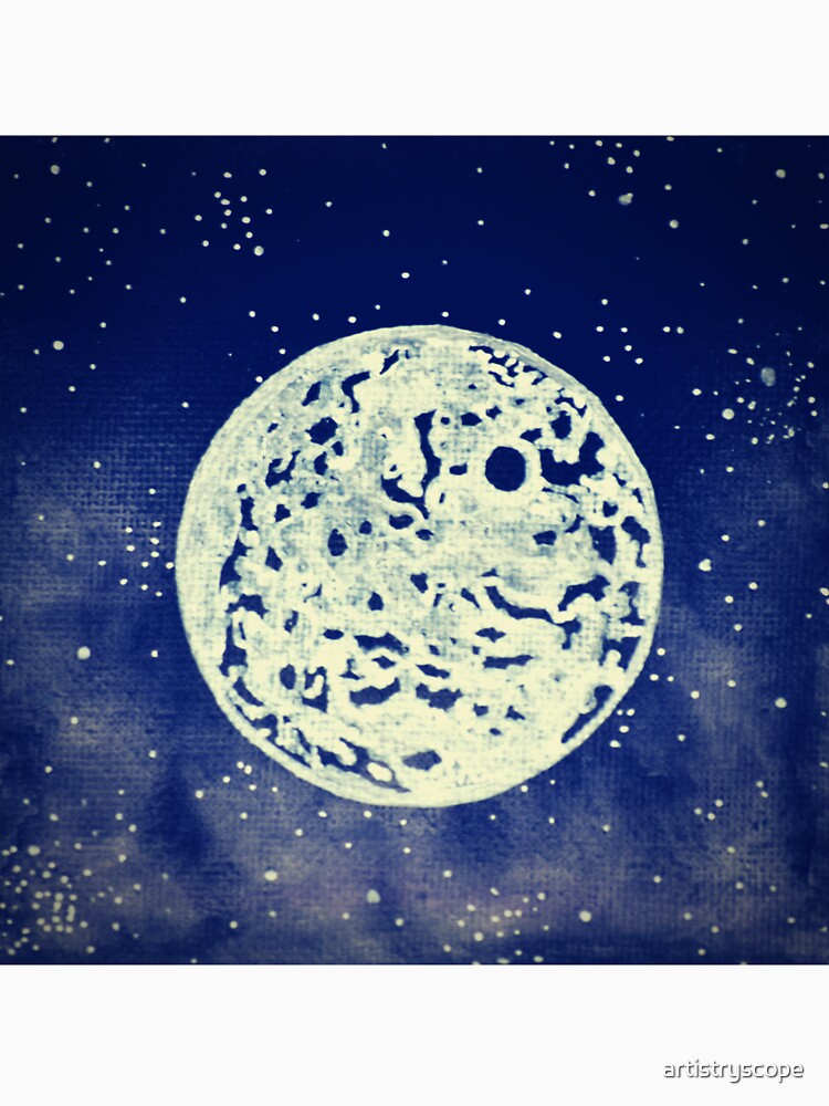Blue Full Moon Painting by artistryscope