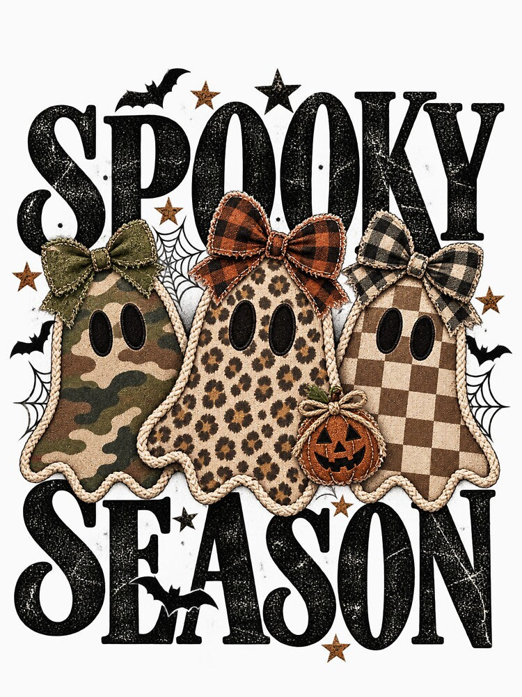 Retro Patchwork Ghosts Halloween Shirt | Checkered Spooky Season Design by ChloeCreativeSpace