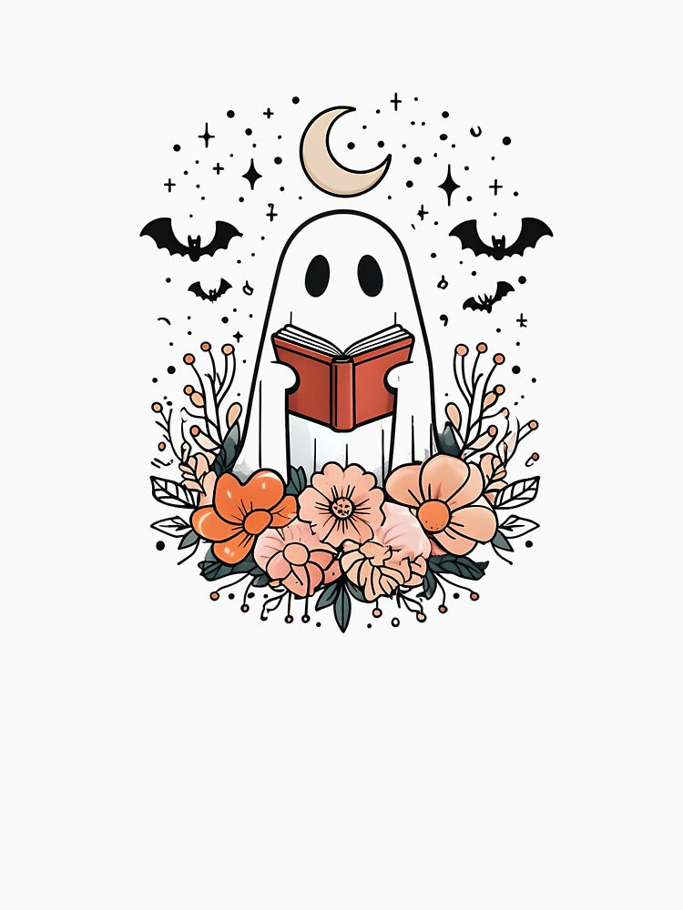Reading Ghost – Spooky Book Lover Print by GoxyVision
