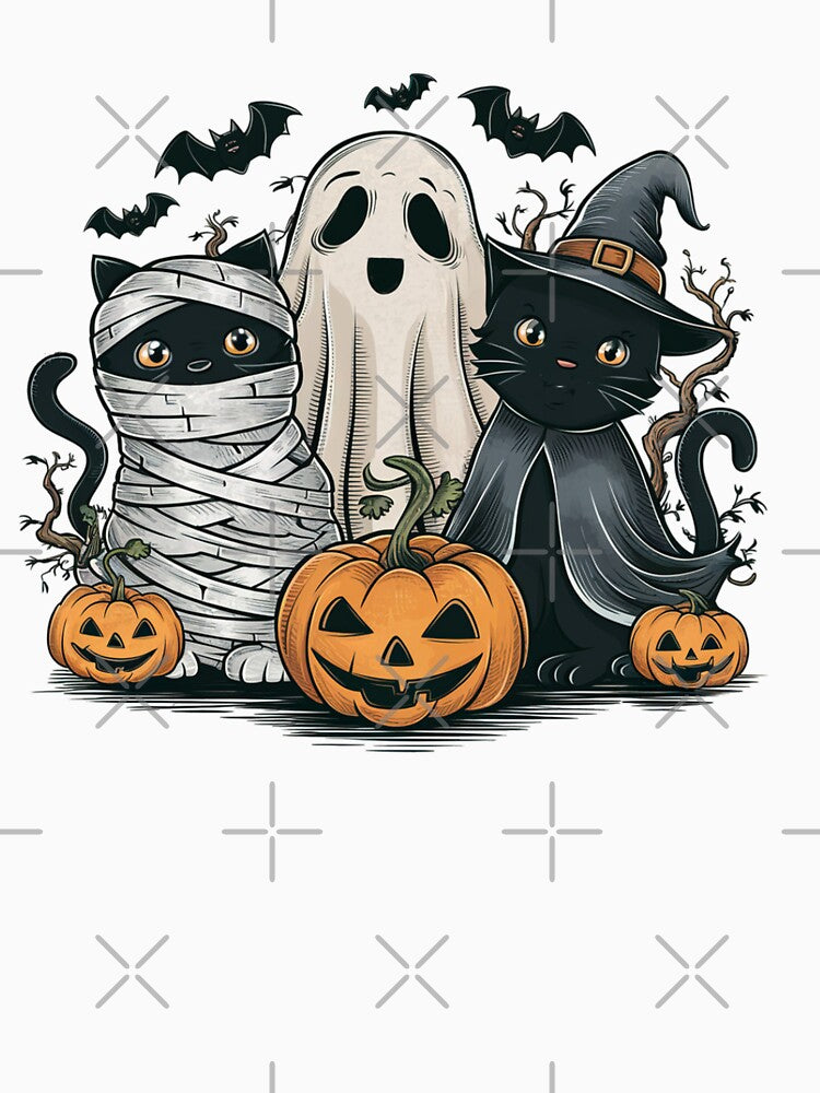 Trendy Halloween Spooky boo ghost Pumpkin Black cat and Bats by SOUFIANE1991