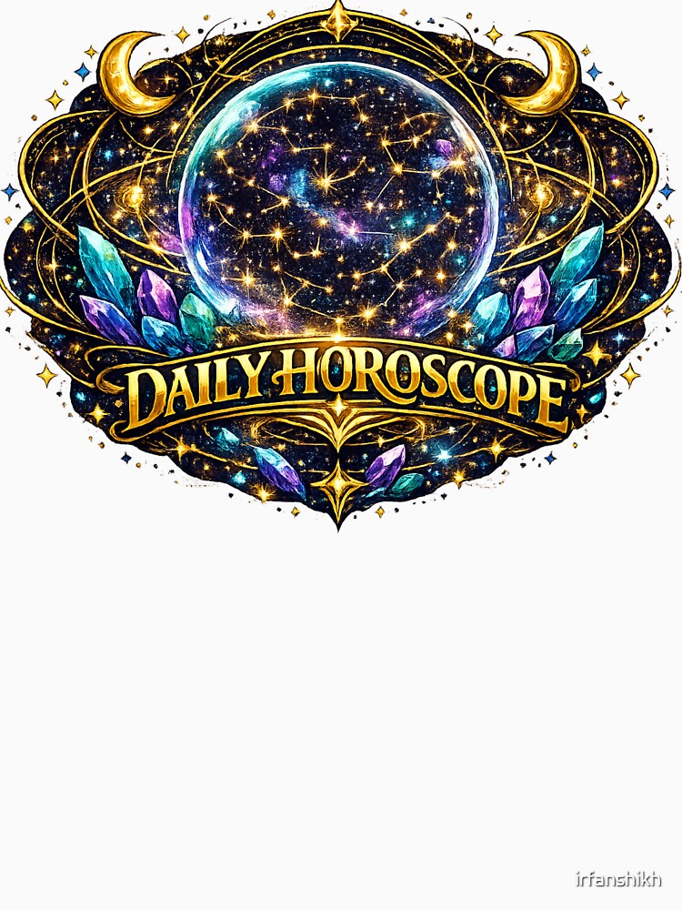 Crystal Ball Daily Horoscope | Celestial Zodiac Astrology Fantasy Art Sticker T-Shirt by irfanshikh