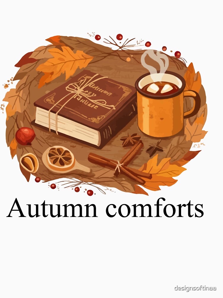 Warm Cozy Autumn Aesthetic Illustration on white by designsoftinaa