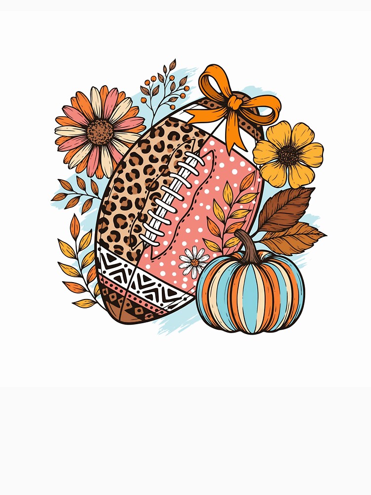 Floral Leopard Football with Colorful Fall Pumpkin Design by EloanMerlet11