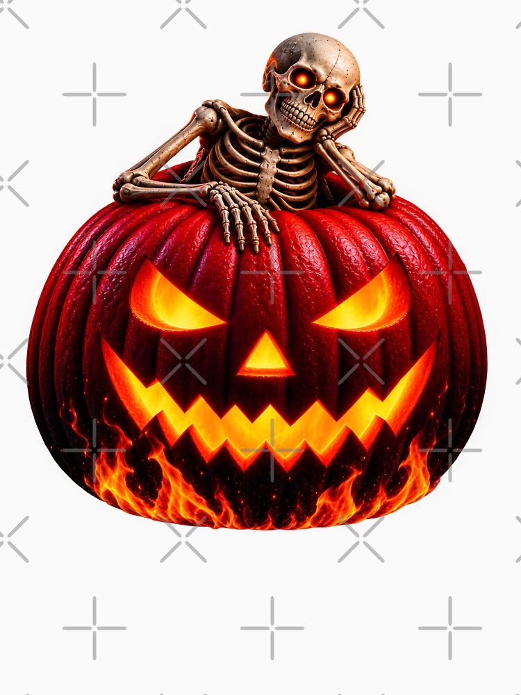 halloween pumpkin red with skeleton by natalik2024