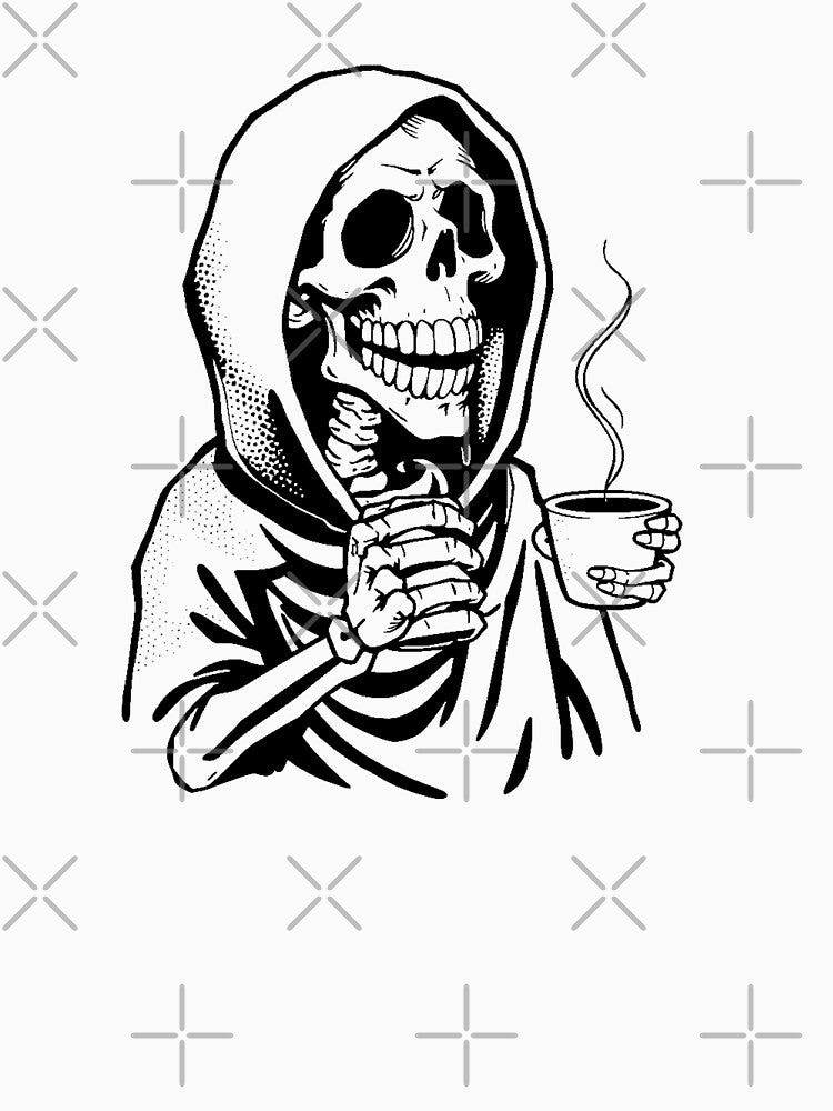 Modern Trendy Funny Skeleton Drinking Coffee Caffeine Lover by SOUFIANE1991