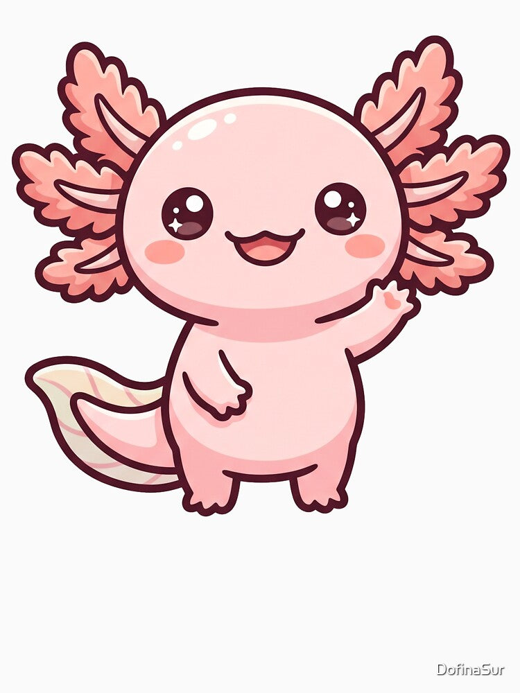 Axolotl Cute Kawaii Pink Sparkles by DofinaSur