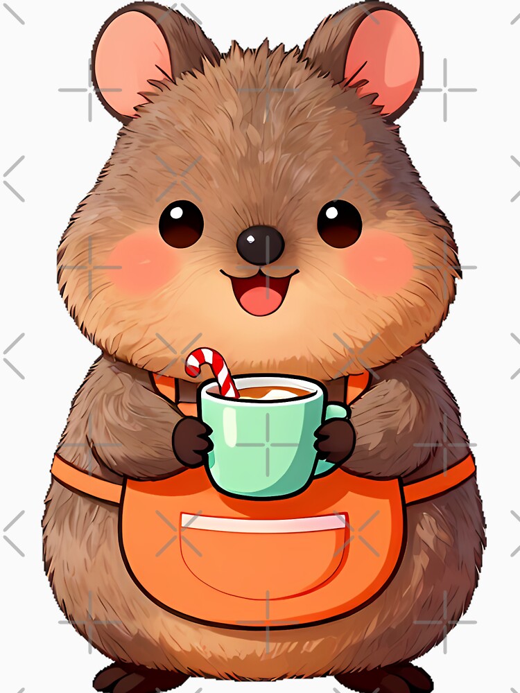 Cute Quokka Barista with Peppermint Hot Cocoa Icon by pumsquare