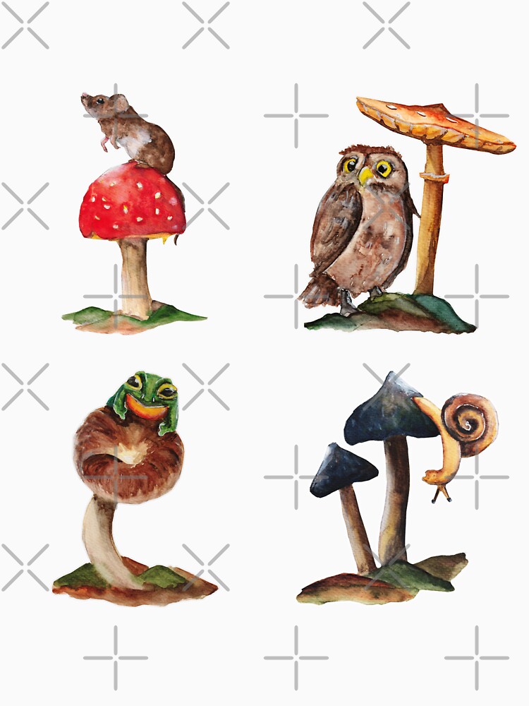Watercolor - Mushrooms animals by Karolien Kenis