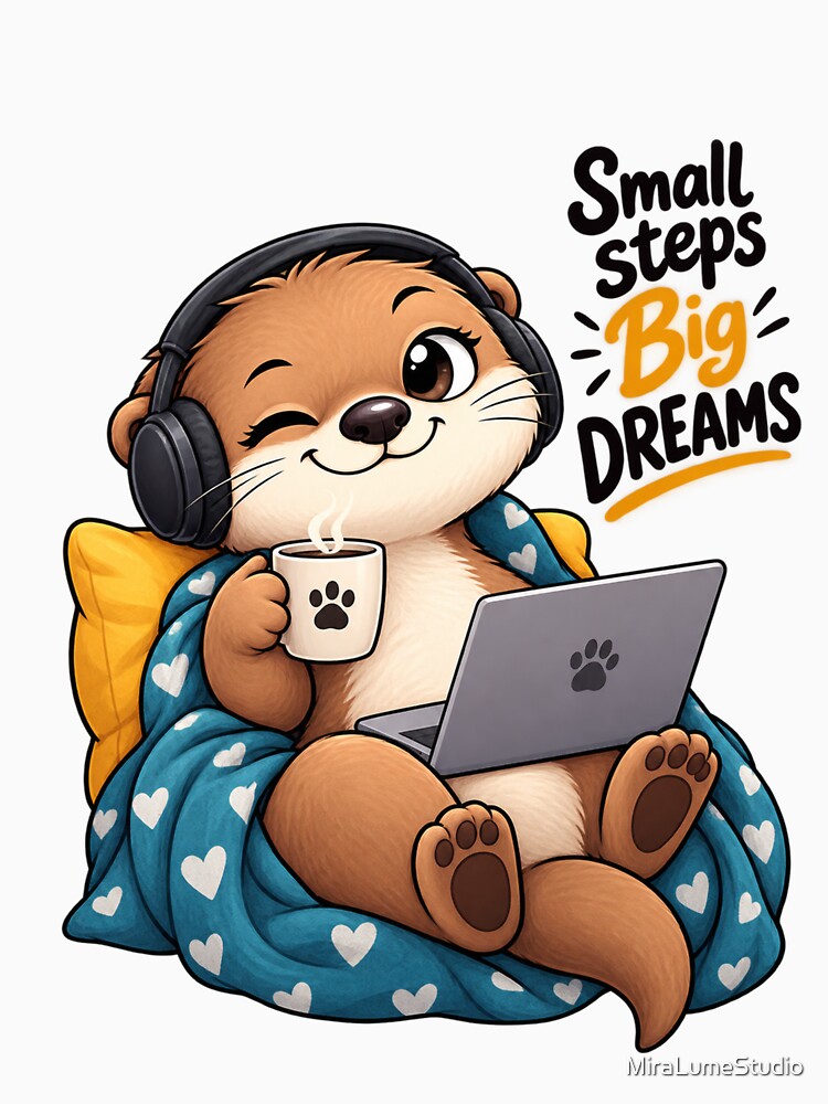 Funny Otter Meme Collection - Small Steps Big Dreams Cute Otter - Motivational Cartoon Animal | Positive Mindset by MiraLumeStudio