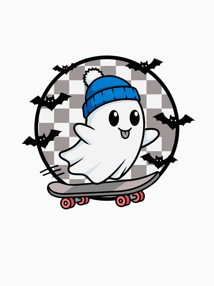Cute Ghost Skateboarding with Beanie by Horrify