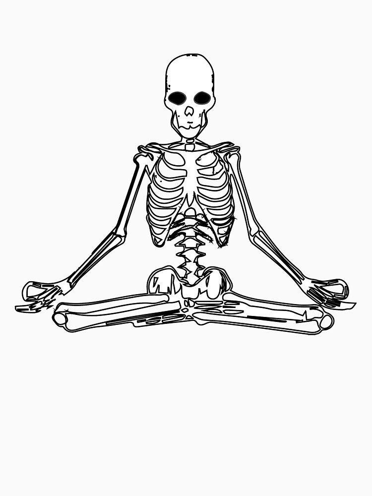 Yoga Meditating Skeleton - White Skeleton by EMRASDesigns