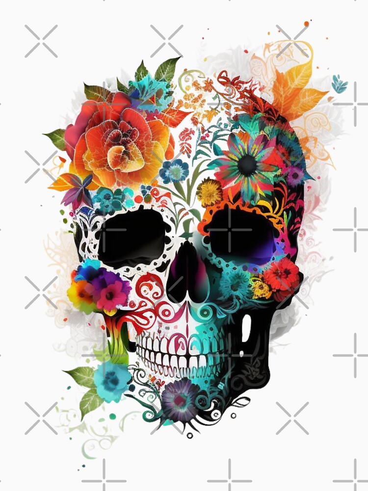 Flower Sugar Skull Light - Floral Garden Skull by AniMangArt
