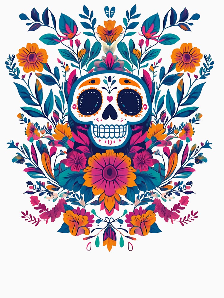Vibrant Floral Skull, Dia de los Muertos by Karma-Koutur