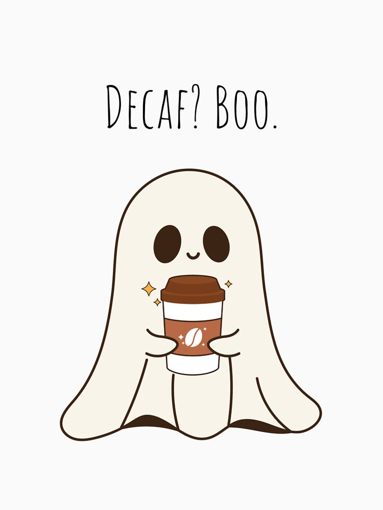 "Decaf? Boo." Cute Ghost Coffee Pun Shirt by CloudyDreams123
