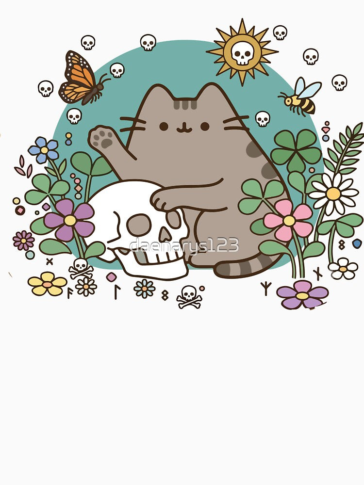 Kawaii Floral Skeleton Kitten by daenarys123