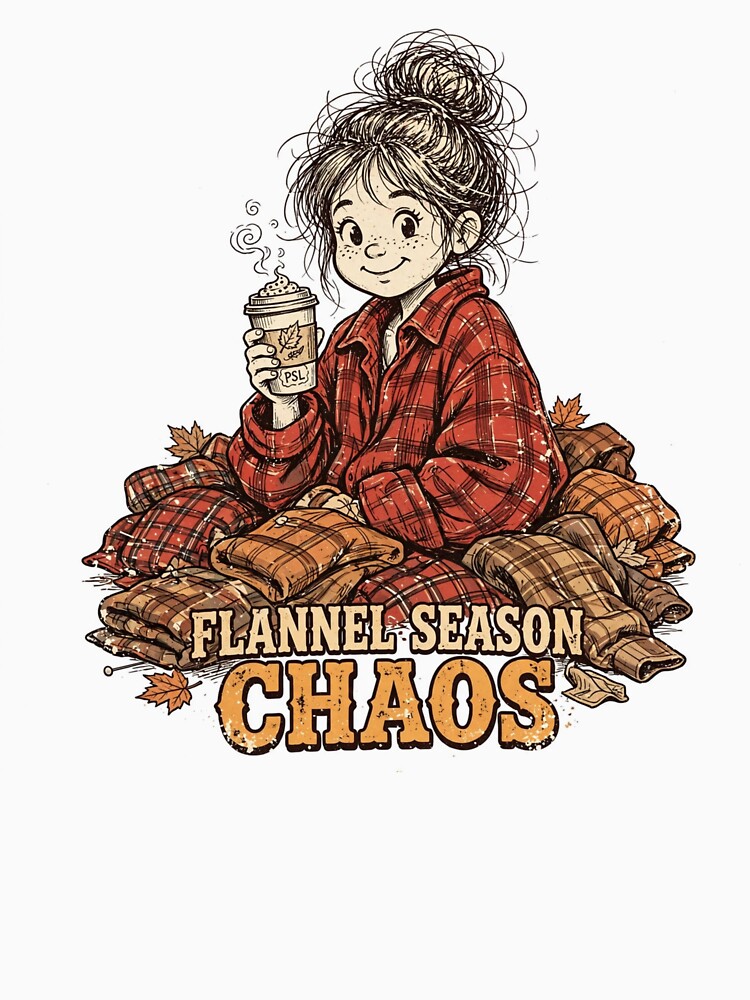 Flannel Season Chaos Funny Fall Girl Pumpkin Spice Latte PSL Cozy Autumn by Yellowriversss