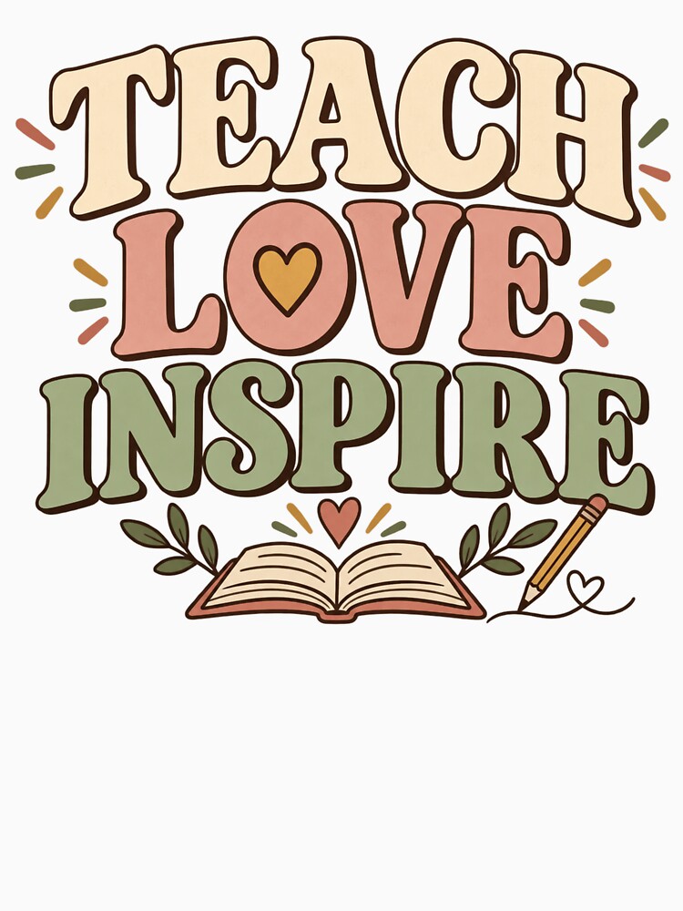 Teach Love Inspire Shirt – Minimal Vintage Teacher T-Shirt, Cute Back to School Teacher Gift by 1DreamerShop