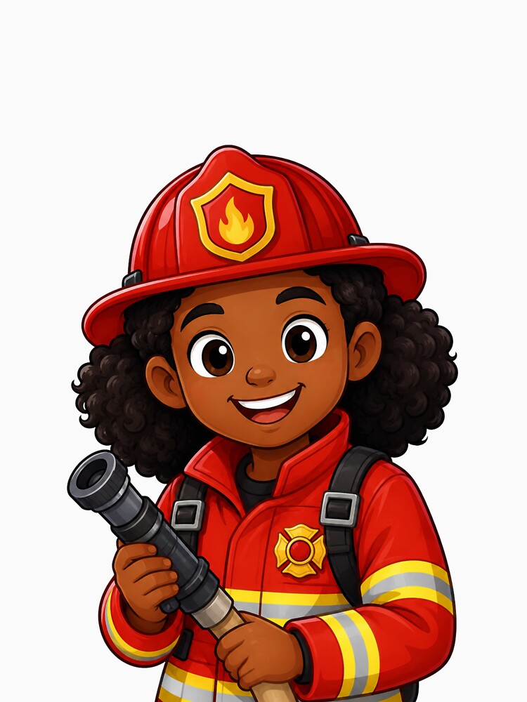 Cute Girl Firefighter Illustration for Community Helper Themes by Theproxmrt