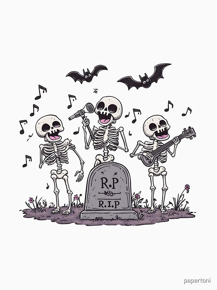 Dancing Skeletons in a Row by papertoni