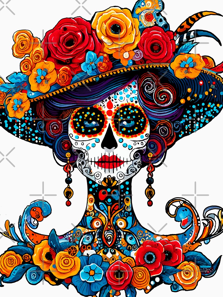 Catrina Colorful Sugar Skull Illustration by  Ojo de Lilith
