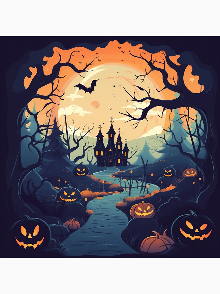 halloween background with pumpkin and halloween house by SabinArt
