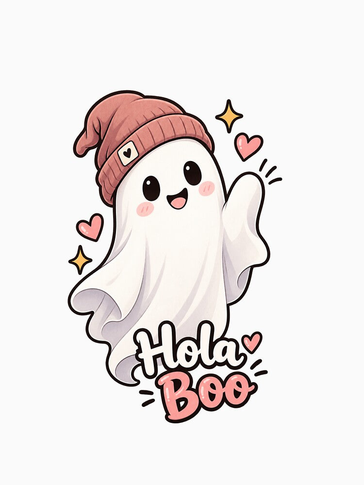 Hola Boo – Cute Ghost Greeting by BlackBoneArt
