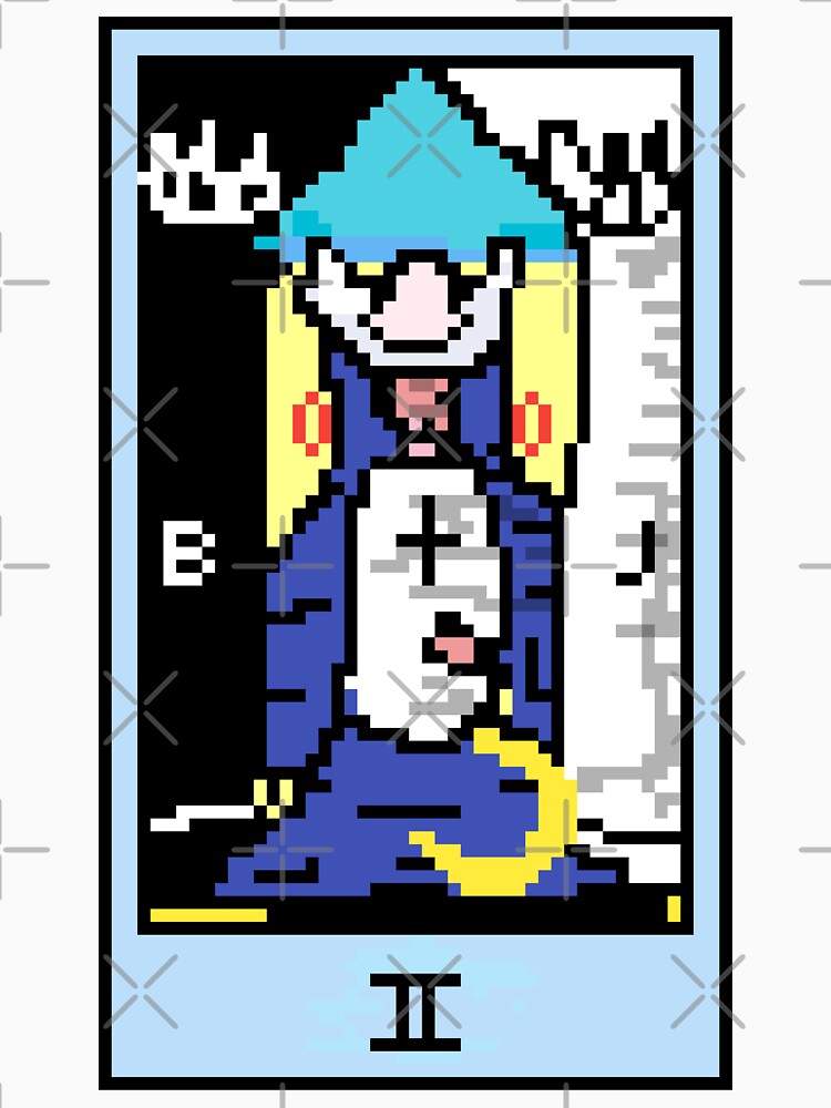 Wait, is this pixel art tarot? White - Major Arcana 'The High Priestess' (Design for T-shirt, stickers and other accessories) by Pixel Waite