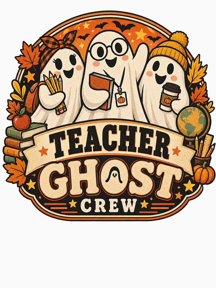 Teacher Ghost Crew - Cute Retro Halloween Educator by Xnuery