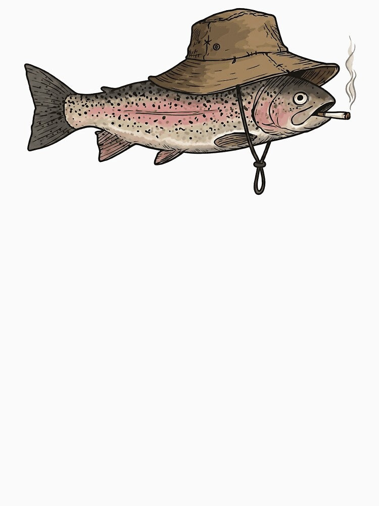 Funny Smoking Trout Fish Fisherman Graphic T-Shirt by Catspeachy