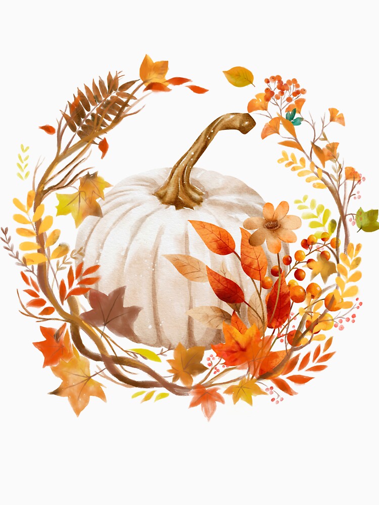White Pumpkin Autumn Wreath – Cozy Fall Harvest Design by RUNO LAB