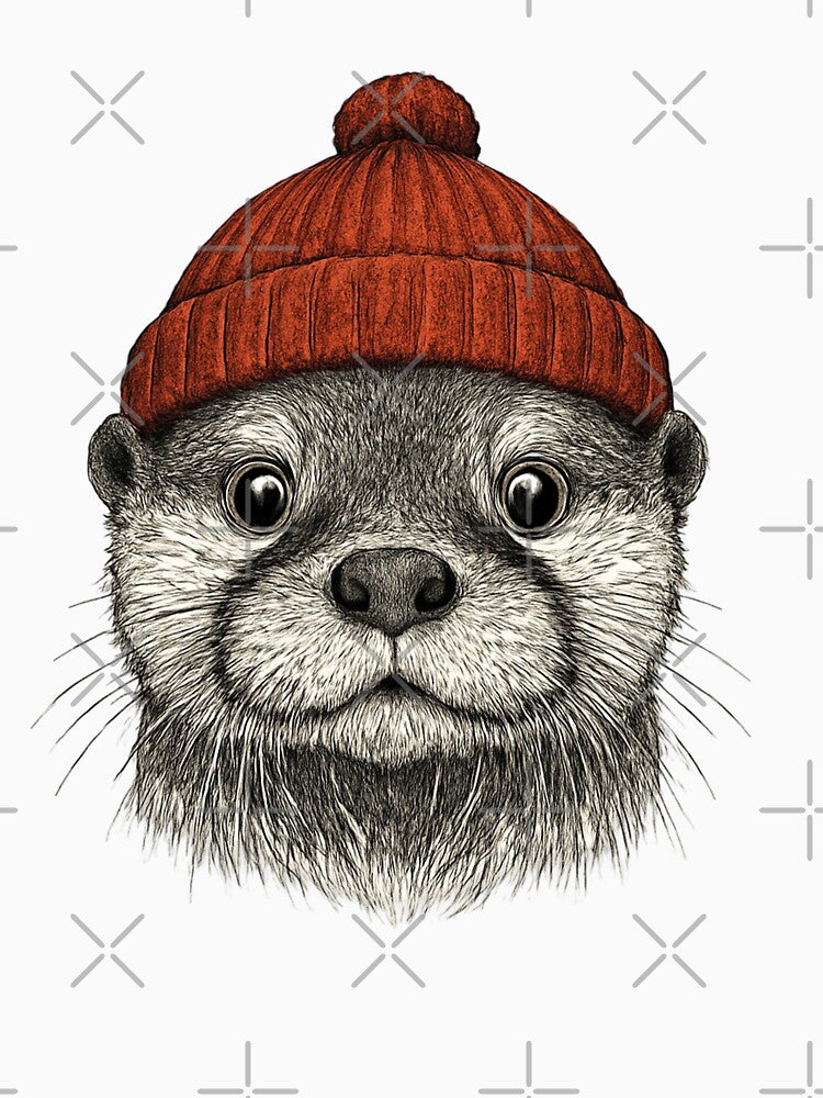 Stylish Otter in Red Beanie Hat by SOUFIANE1991