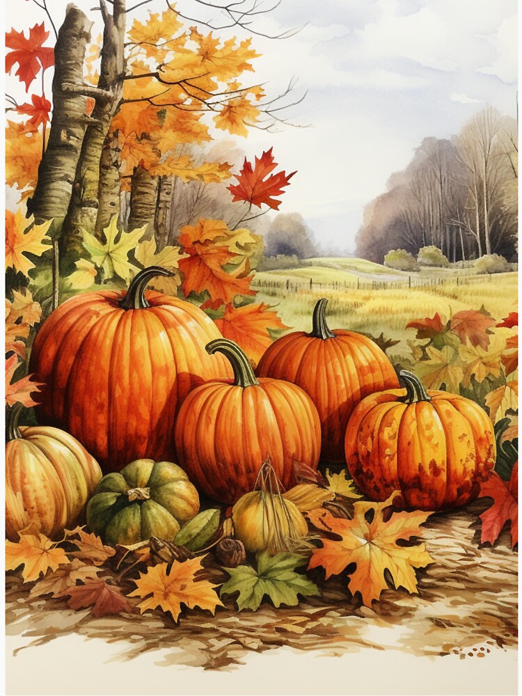 Watercolour Pumpkin Patch by Luna-Art-Design
