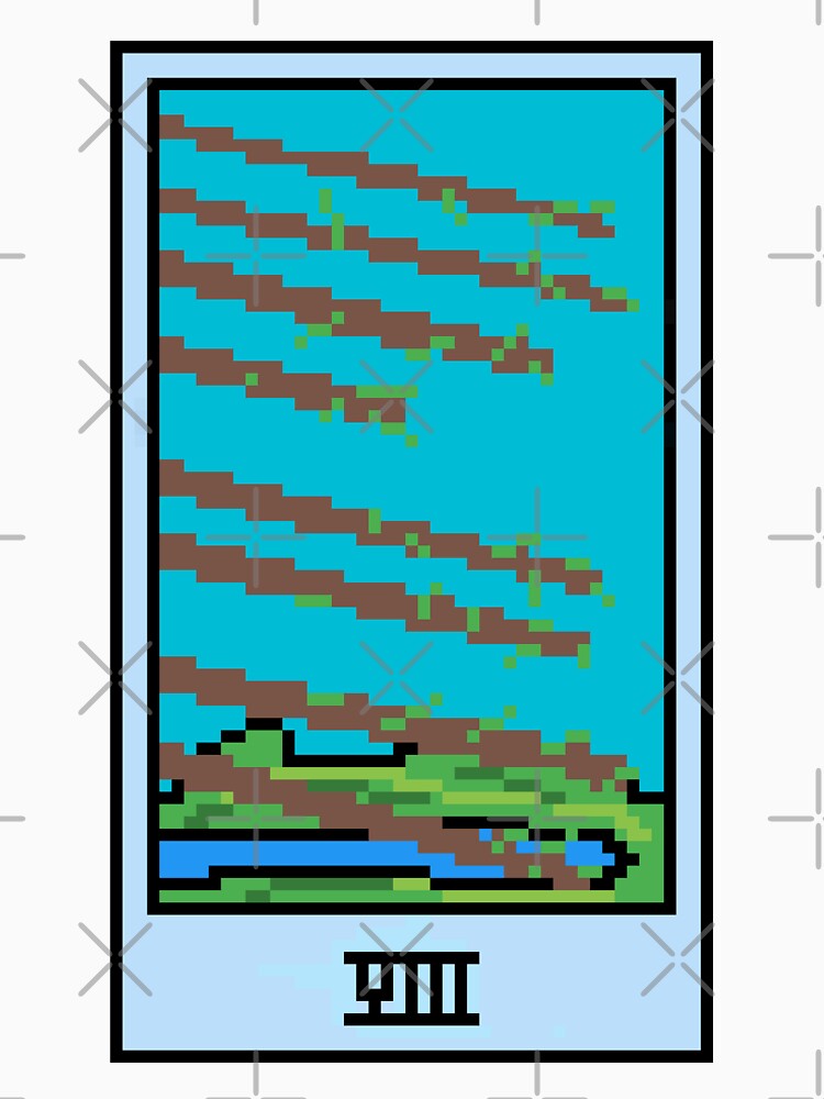 Wait, is this pixel art tarot? Yellow - Minor Arcana 'Eight of Wands' (Design for T-shirt, stickers and other accessories) by Pixel Waite