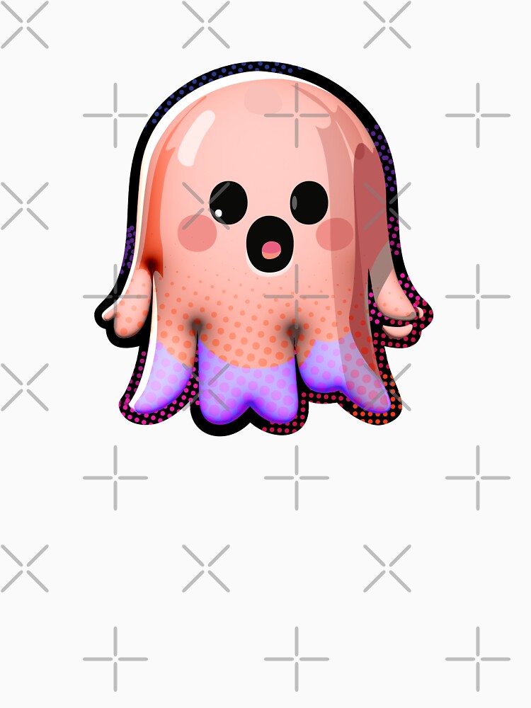 Super cute little pink octopus kawaii ghost by ladstudio