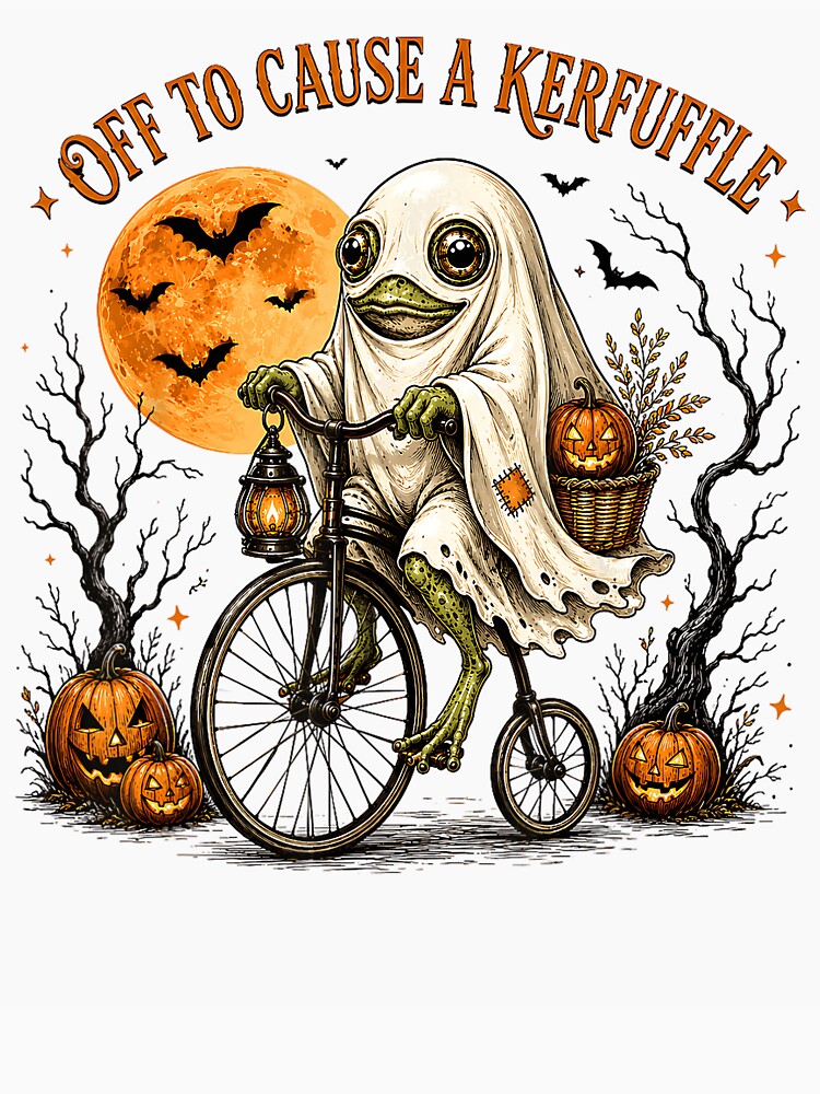 Off to Cause a Kerfuffle Funny Halloween Frog Ghost by VioletNance
