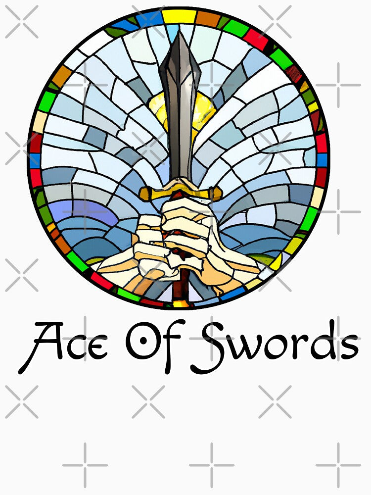 Minor Arcana Ace of Swords - Stained Glass Design for T-shirt, stickers and other accessories by Pixel Waite