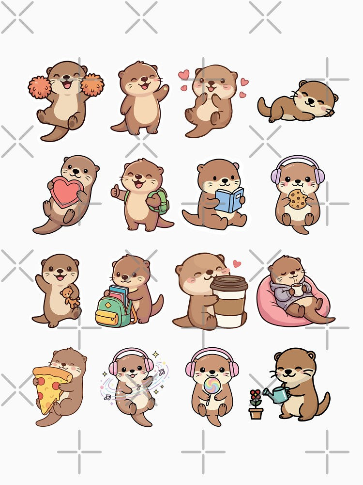 Funny Kawaii Chibi Otters Pack by creativerooney