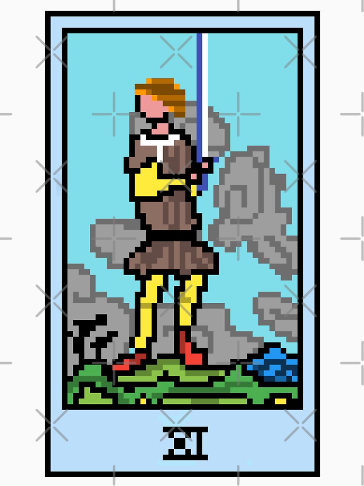 Wait, is this pixel art tarot? White - Minor Arcana 'Page of Swords' (Design for T-shirt, stickers and other accessories) by Pixel Waite