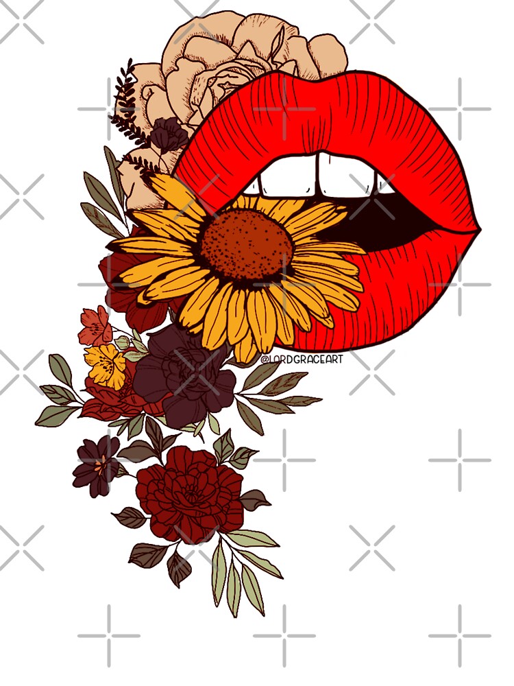 Floral Open Mouth- Red And Tan by LordGraceArt