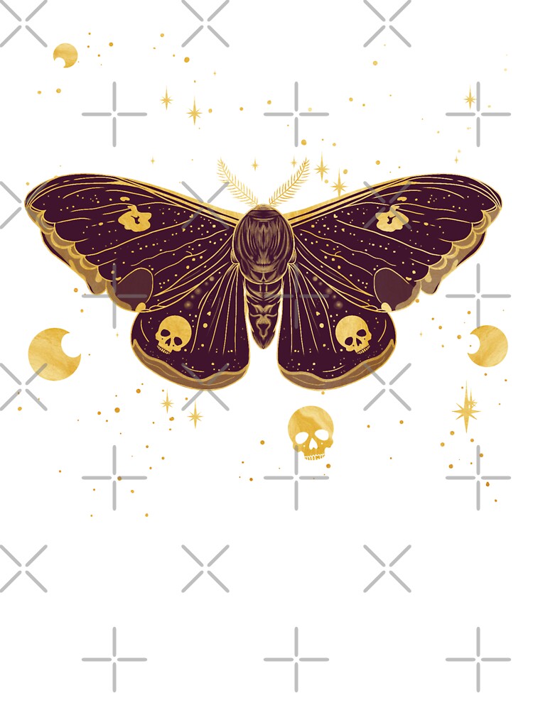 Whimsigoth Skull Moth Celestial Illustration by Little Wimbly