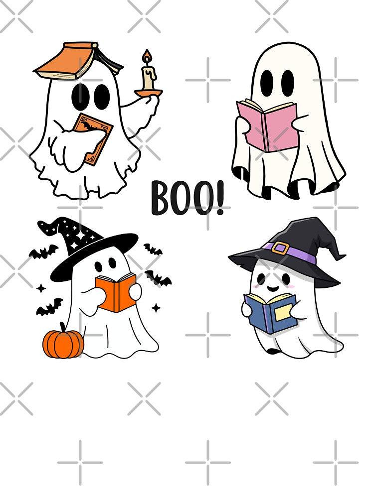 Cute Ghosts Reading Books Halloween Book Lover by Made for Grins Co
