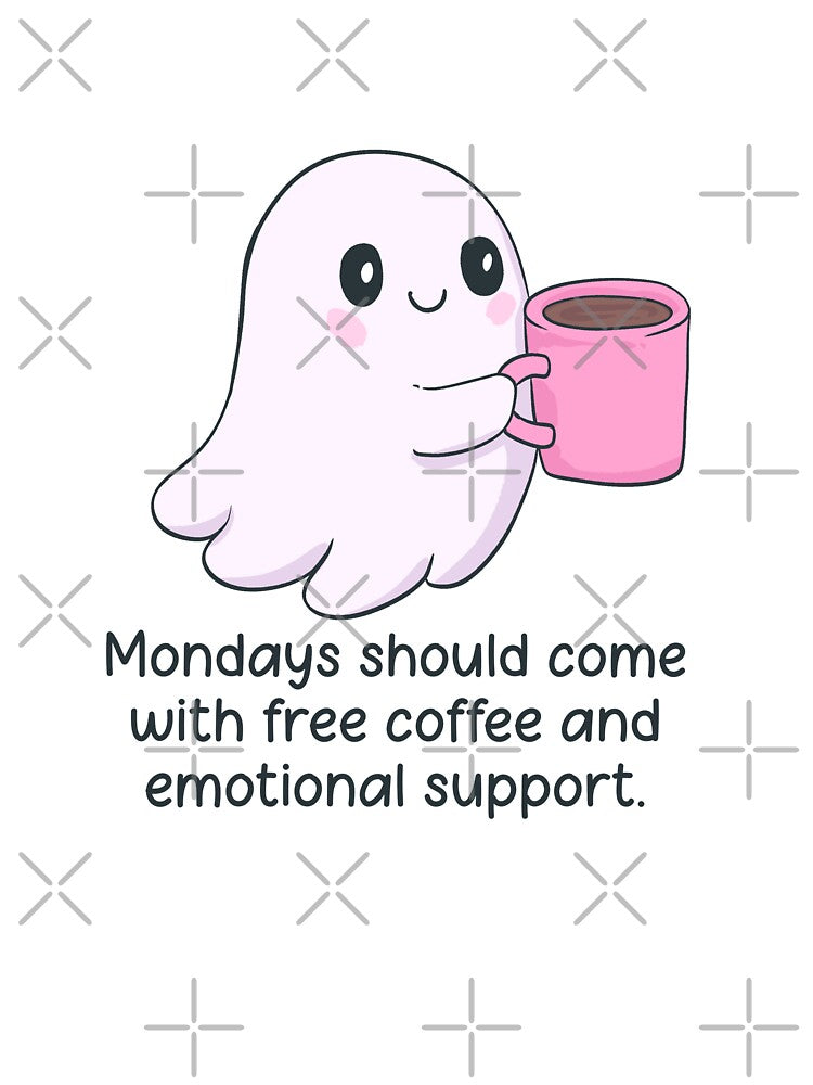 Cute Ghost with Coffee – Funny Monday by Jess.a.creates