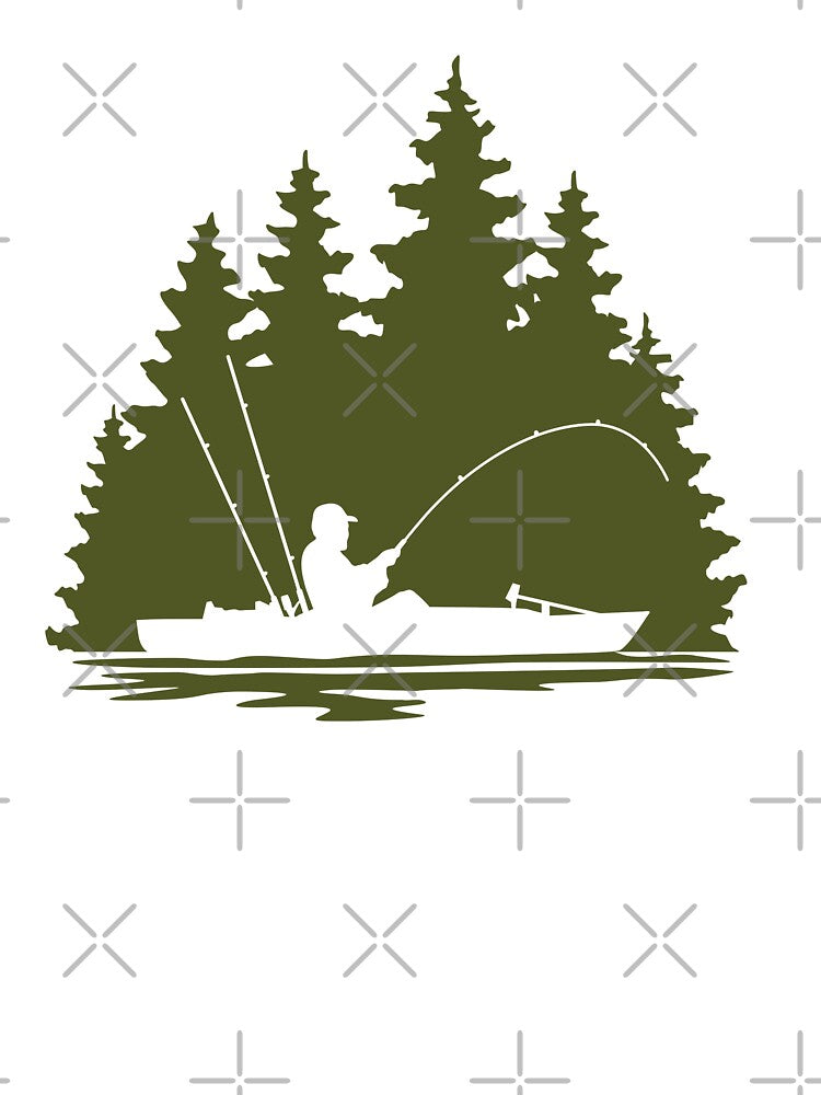 Kayak Fisherman Scene with Olive Green Background by Sam Morrison