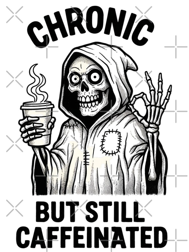 ☕ Chronic But Still Caffeinated Skeleton by Kavya Art