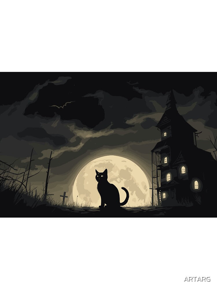 Black Cat, Moon, Dark, Fog by ARTARG