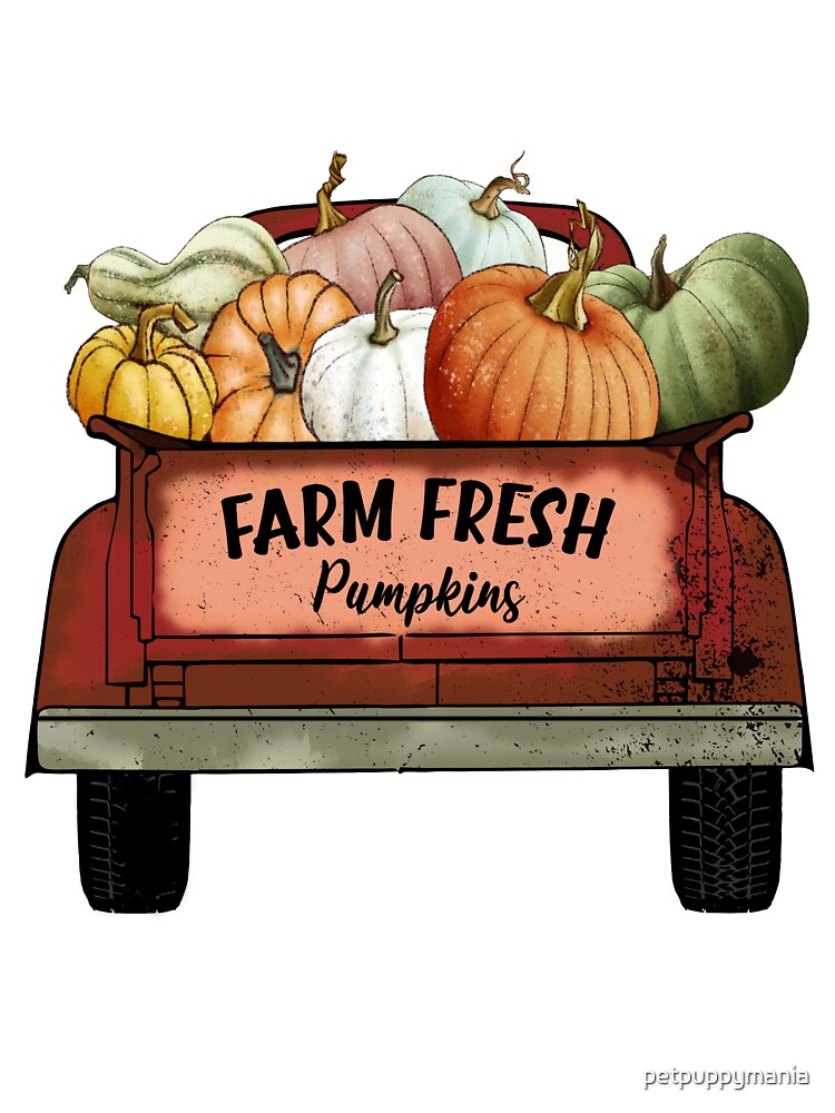Farm Fresh Pumpkins – Hand-Painted Pickup Truck with Pumpkins | Autumn Harvest Gift Idea by petpuppymania