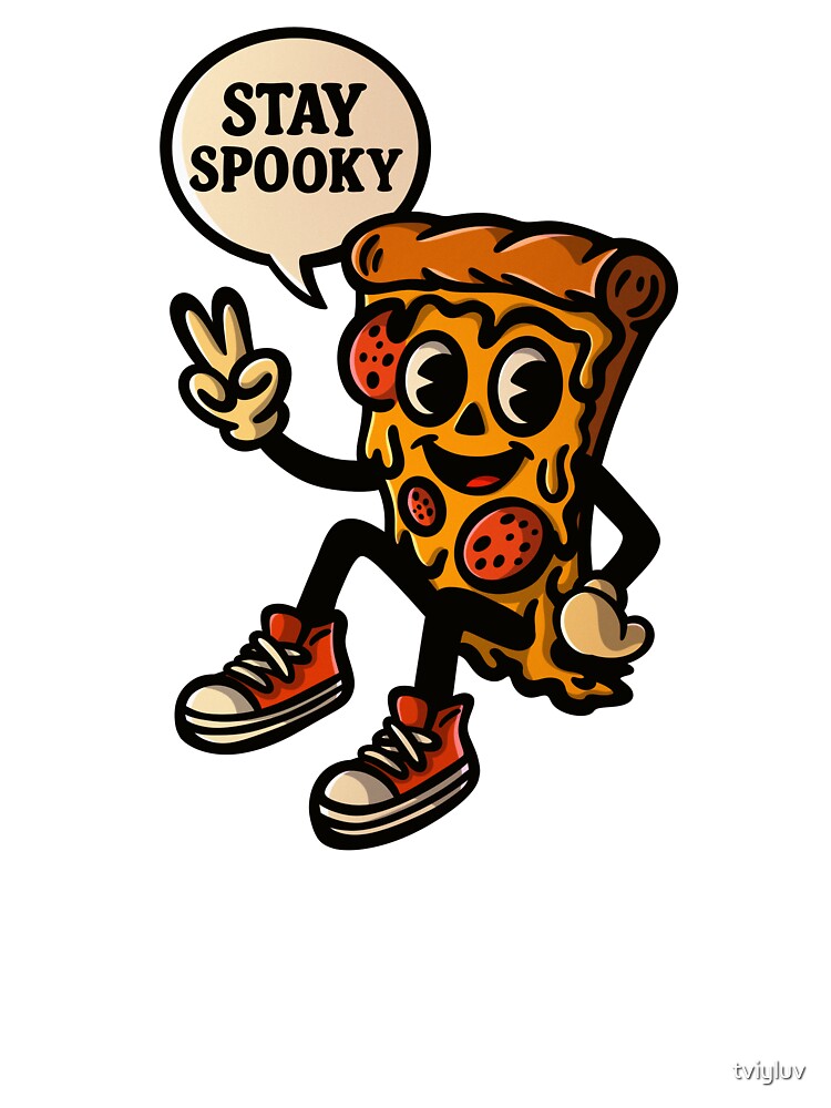 Stay Spooky Retro Pizza Slice Halloween Art by tviyluv