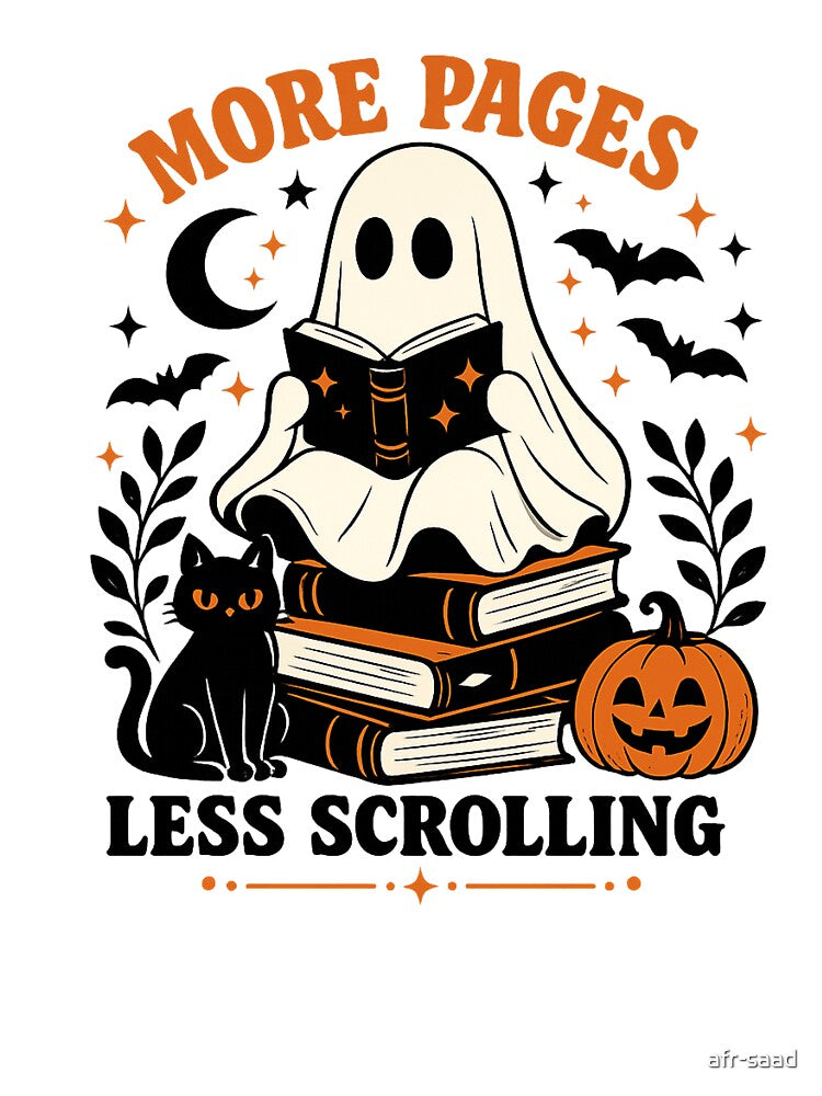 Cute Book Lover Ghost Tee by afr-saad